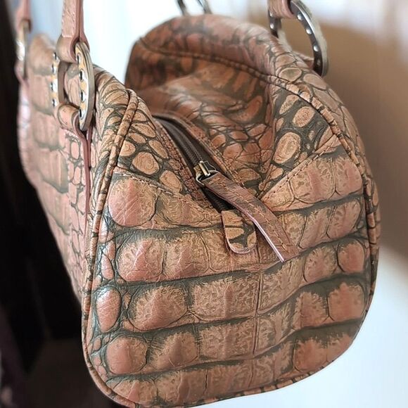Donald J Pliner Dusty Pink Embossed Croc COUTURE Handbag.. Limited And Rare! - Picture 5 of 15